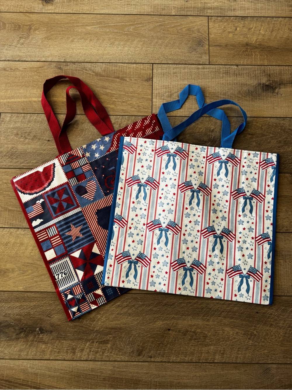 Homegoods TJMaxx Marshalls Quilt Patchwork Patriotic American Flag Bags NWOT - Picture 2 of 2